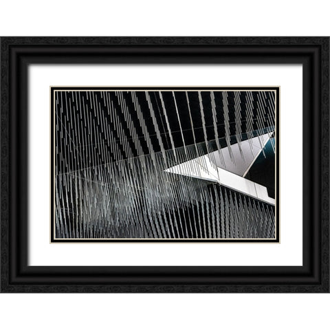 Lines And Arrow Black Ornate Wood Framed Art Print with Double Matting by Wride, Linda