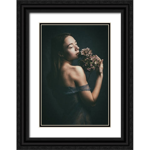 Flowers Black Ornate Wood Framed Art Print with Double Matting by Kurz, Christian