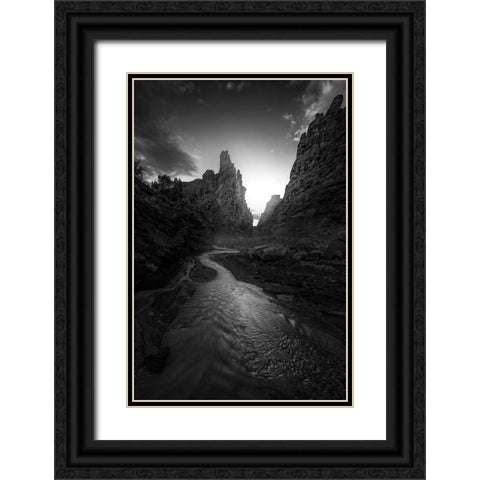 Onion Creek Black Ornate Wood Framed Art Print with Double Matting by P., Ruiqing