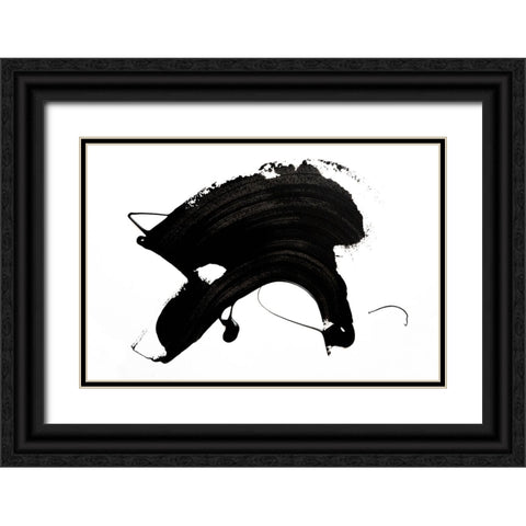 Black Abstract Stroke Black Ornate Wood Framed Art Print with Double Matting by Uplusmestudio