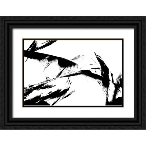 Feathery Streak Black Ornate Wood Framed Art Print with Double Matting by Uplusmestudio