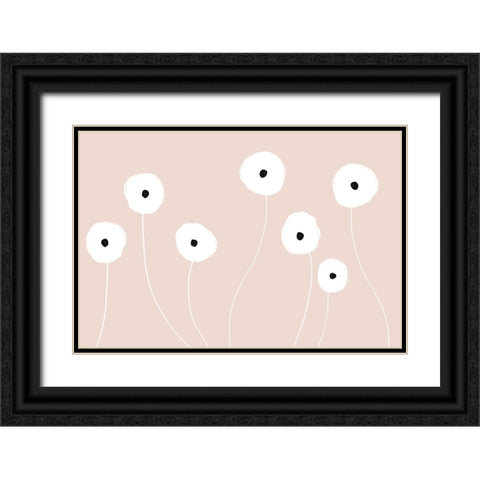 Scandi Flowers No 1 Black Ornate Wood Framed Art Print with Double Matting by Uplusmestudio