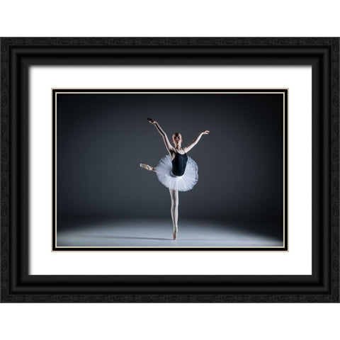 Ballet Dancer Black Ornate Wood Framed Art Print with Double Matting by Sorensen, Jorgen