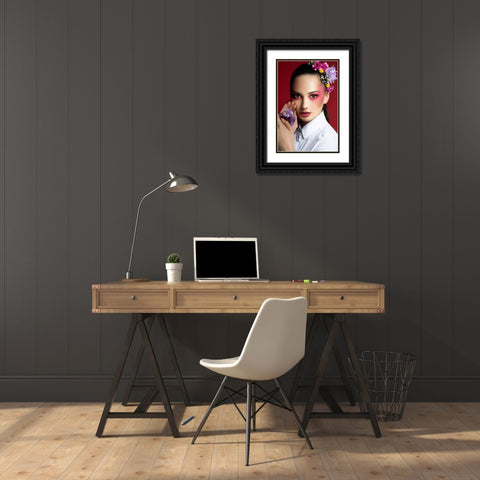 The Flower Black Ornate Wood Framed Art Print with Double Matting by Kazamil, Farid
