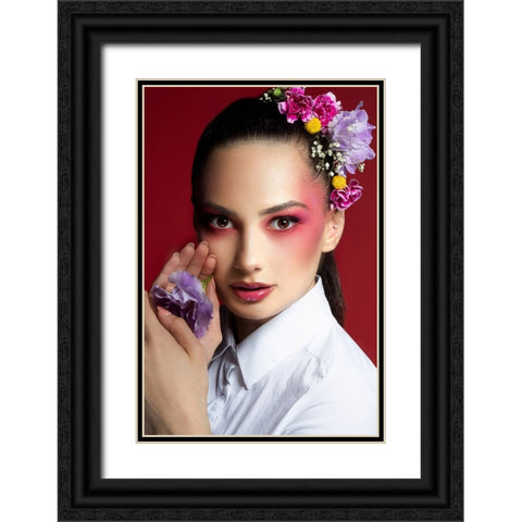 The Flower Black Ornate Wood Framed Art Print with Double Matting by Kazamil, Farid