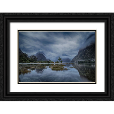 Blue Hour Milford Sound Black Ornate Wood Framed Art Print with Double Matting by Chan, Andy