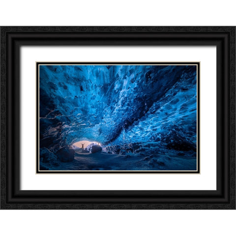 Blue Crystal Cave Black Ornate Wood Framed Art Print with Double Matting by Zhen Yu, James