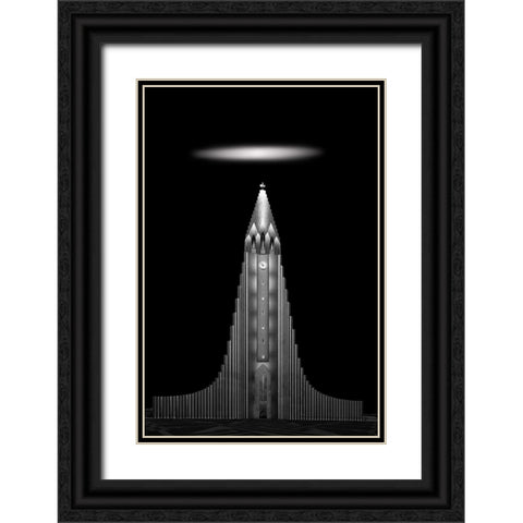 Hallgrasmskirkja Church In Iceland Black Ornate Wood Framed Art Print with Double Matting by Wang, Ti