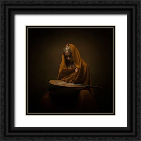 Persian Musician Black Ornate Wood Framed Art Print with Double Matting by Hasheminasab, Moein