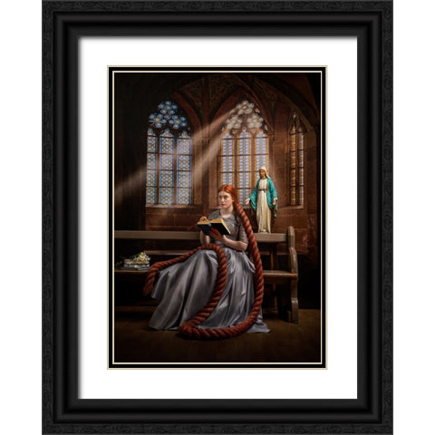 The Reader Black Ornate Wood Framed Art Print with Double Matting by O Mahony, Kieran