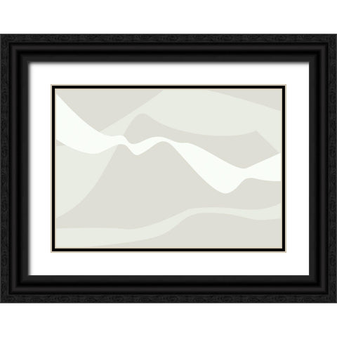 Mountain Waves Beige Black Ornate Wood Framed Art Print with Double Matting by 1x Studio II