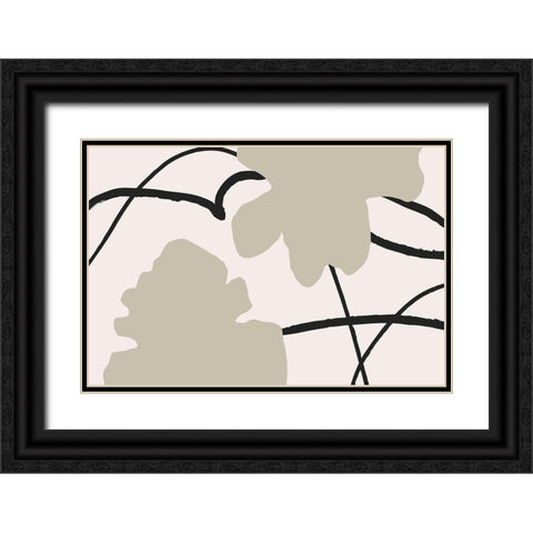 Flower wall 02 Black Ornate Wood Framed Art Print with Double Matting by 1x Studio II