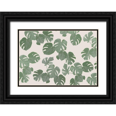 Monstera Leaves Black Ornate Wood Framed Art Print with Double Matting by 1x Studio II
