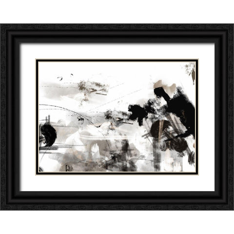 Splash wall Black Ornate Wood Framed Art Print with Double Matting by 1x Studio II