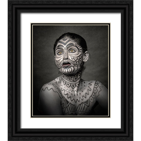 A Painted Lady Black Ornate Wood Framed Art Print with Double Matting by Bhattacharyya, Partha