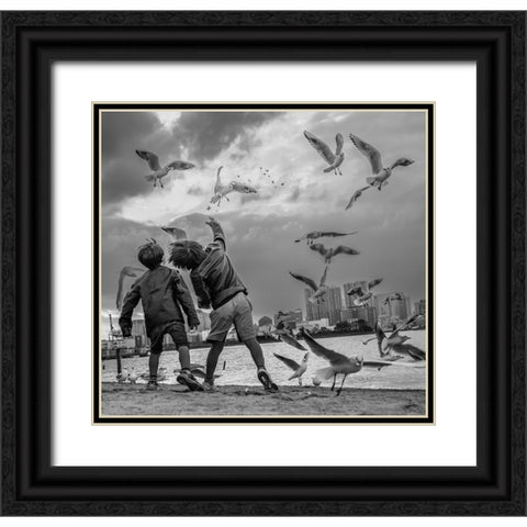 Tokyo Bay Area Black Ornate Wood Framed Art Print with Double Matting by Sirou.Minami