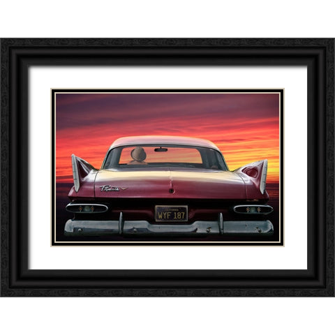 PLYMOUTH SAVOY Black Ornate Wood Framed Art Print with Double Matting by Butterworth, Larry