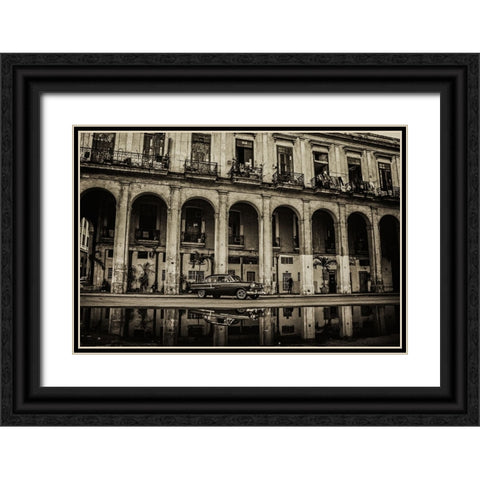 Habana street Black Ornate Wood Framed Art Print with Double Matting by Morishige, Koji