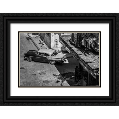 Habana street Black Ornate Wood Framed Art Print with Double Matting by Morishige, Koji