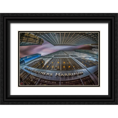 Downtown Manhattan! Black Ornate Wood Framed Art Print with Double Matting by Abu Milad, Emil