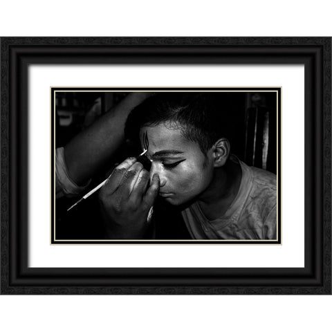 Face Painter Black Ornate Wood Framed Art Print with Double Matting by Biswas, Kuntal