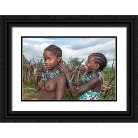 Daily Life In An Arbore Village Black Ornate Wood Framed Art Print with Double Matting by Wiener, Iris
