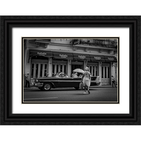 Habana Street Black Ornate Wood Framed Art Print with Double Matting by Morishige, Koji