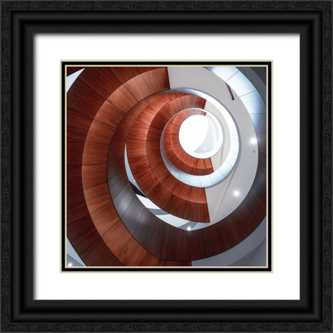 Spiral Black Ornate Wood Framed Art Print with Double Matting by He, Ziwen