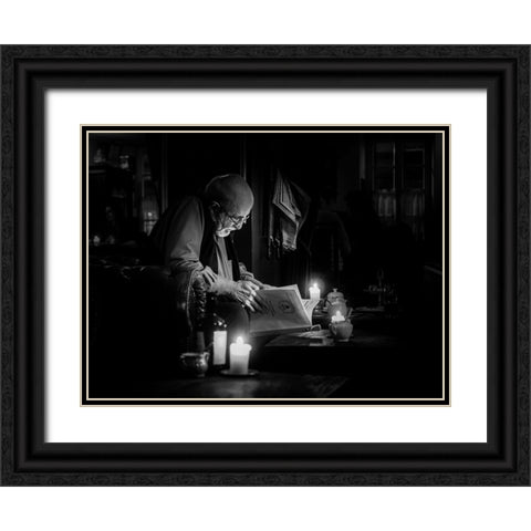 Night Cafe Black Ornate Wood Framed Art Print with Double Matting by Yamamoto, Eiji