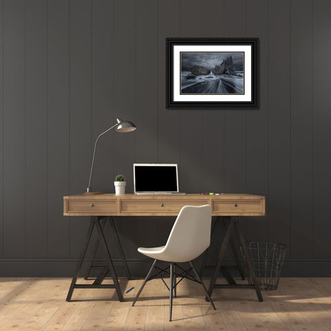 Rialto Rapids Black Ornate Wood Framed Art Print with Double Matting by Deng, Larry