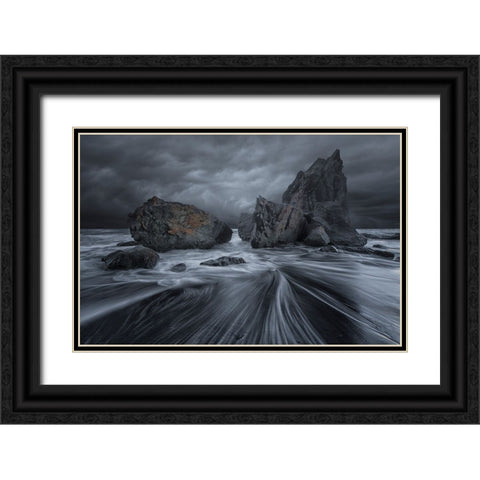 Rialto Rapids Black Ornate Wood Framed Art Print with Double Matting by Deng, Larry