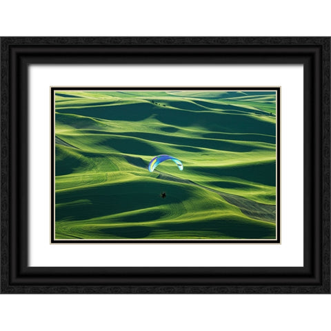 Flying Black Ornate Wood Framed Art Print with Double Matting by Xu, Tony
