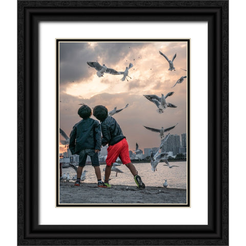 Tokyo Bay Area Black Ornate Wood Framed Art Print with Double Matting by Sirou.Minami