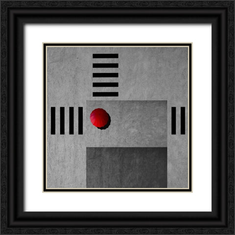 The Red Umbrella Black Ornate Wood Framed Art Print with Double Matting by Schuster, Inge