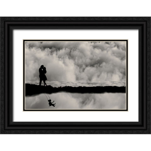 The mirroring Black Ornate Wood Framed Art Print with Double Matting by Dan, Ciupureanu