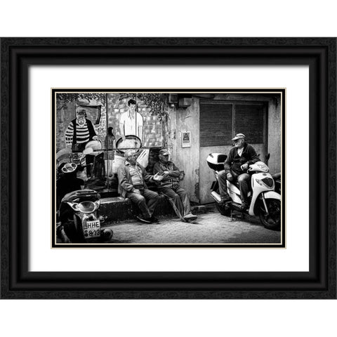 Old Conversations Black Ornate Wood Framed Art Print with Double Matting by Kaprano, Normunds