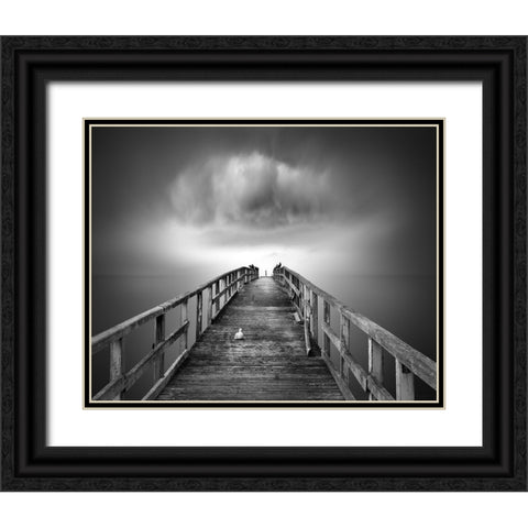 Ancient Pier Of Sassnitz Black Ornate Wood Framed Art Print with Double Matting by Winkler, Jens