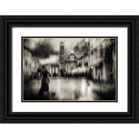 ...As We Walked The City Streets-You Never Said A Word... Black Ornate Wood Framed Art Print with Double Matting by Gerber, Charlaine