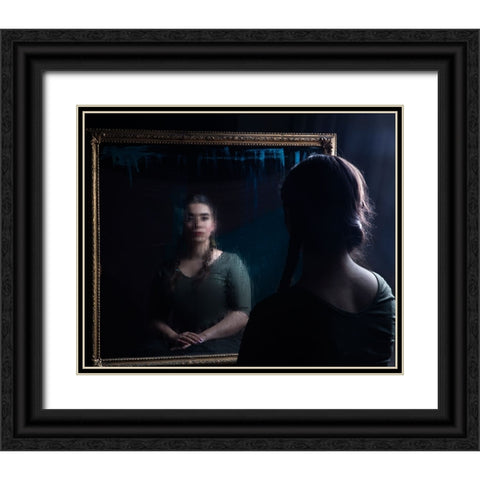 Mirror Black Ornate Wood Framed Art Print with Double Matting by Marjanmashhadi