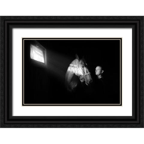 Mute Conversation Black Ornate Wood Framed Art Print with Double Matting by Kazun, Andrii