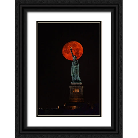 2022 july buck moon Black Ornate Wood Framed Art Print with Double Matting by J Rao, Jenny