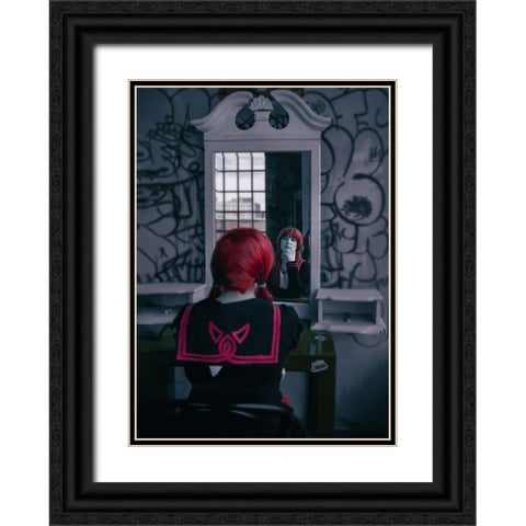 Thinking Black Ornate Wood Framed Art Print with Double Matting by Liu, Yanny
