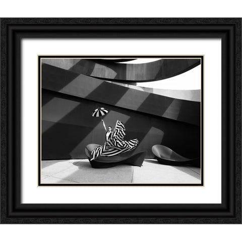 Jump In B/W Black Ornate Wood Framed Art Print with Double Matting by Waldmann, Shlomo