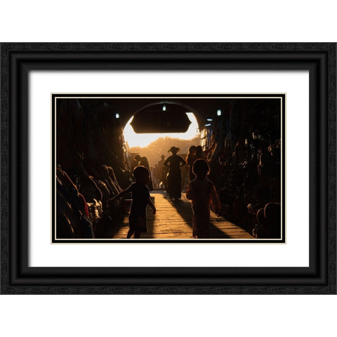 Play time Black Ornate Wood Framed Art Print with Double Matting by Om, Amaya