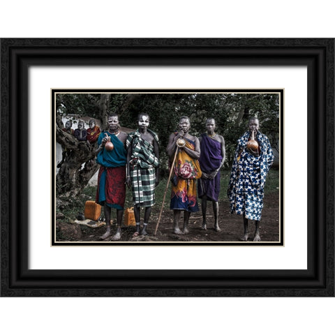 Surmi Tribe Women - Ethiopia Black Ornate Wood Framed Art Print with Double Matting by Inazio Kuesta, Joxe