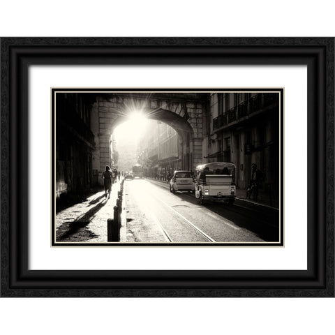 Sunset In Lisbone Black Ornate Wood Framed Art Print with Double Matting by Kozuh, Primoz