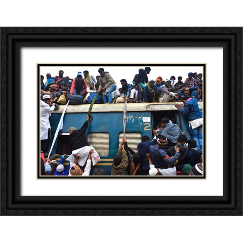 Riding On Train Black Ornate Wood Framed Art Print with Double Matting by Mahabub Hossain, Md