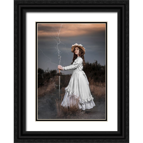 The Princess Of Lightning Black Ornate Wood Framed Art Print with Double Matting by Girmencea, Robert