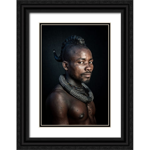 Himba man Black Ornate Wood Framed Art Print with Double Matting by Cole, Trevor