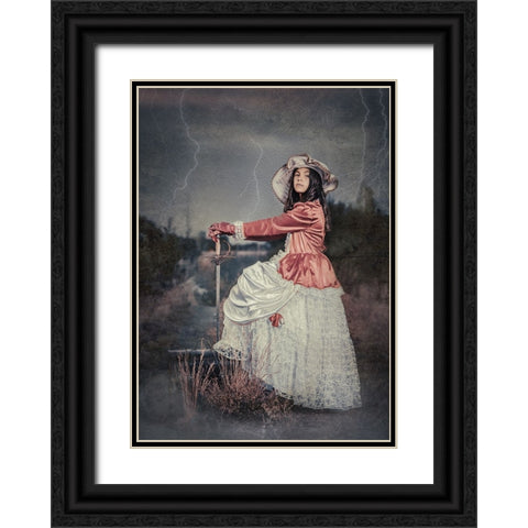 Vintage Barbie Black Ornate Wood Framed Art Print with Double Matting by Girmencea, Robert